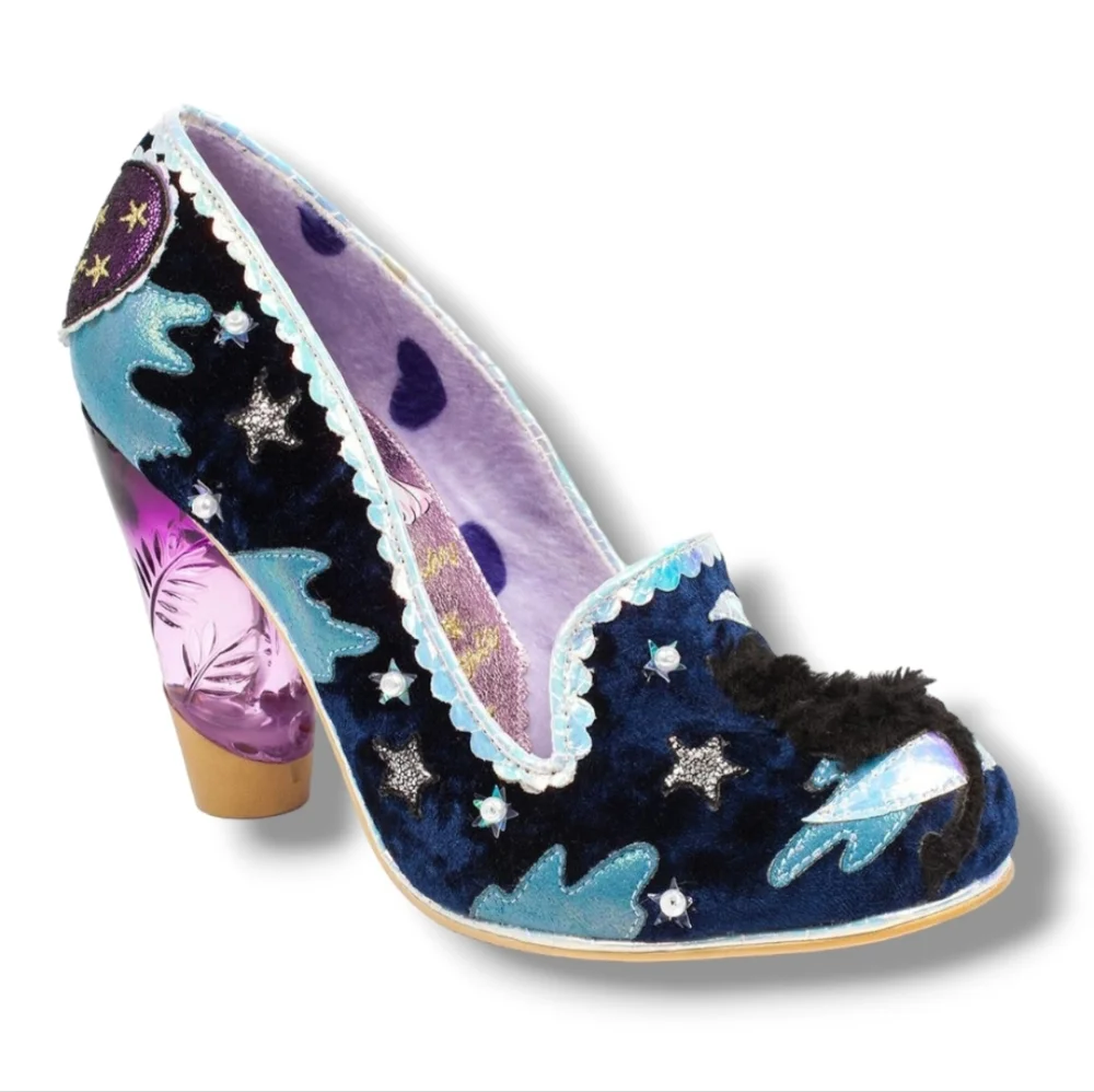 IRREGULAR CHOICE Stars At Night Black Cat Shoes 40 - Picture 1 of 8
